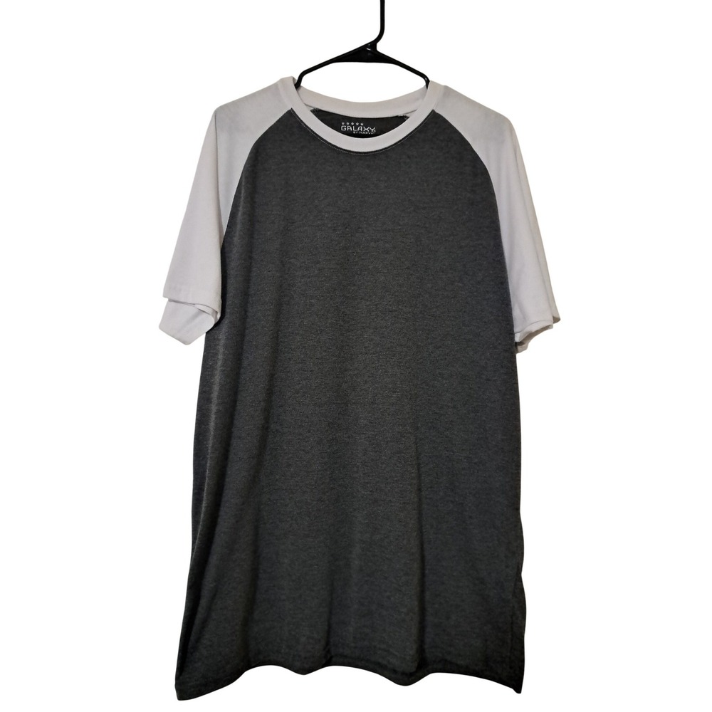 Galaxy by Harvic Mens 2XL Raglan Baseball T-Shirt Charcoal Grey Short Sleeve
